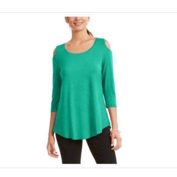 JM Collection Plus Size Cold-Shoulder Top - Picture 1 of 1